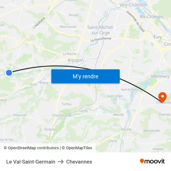 Le Val-Saint-Germain to Chevannes map