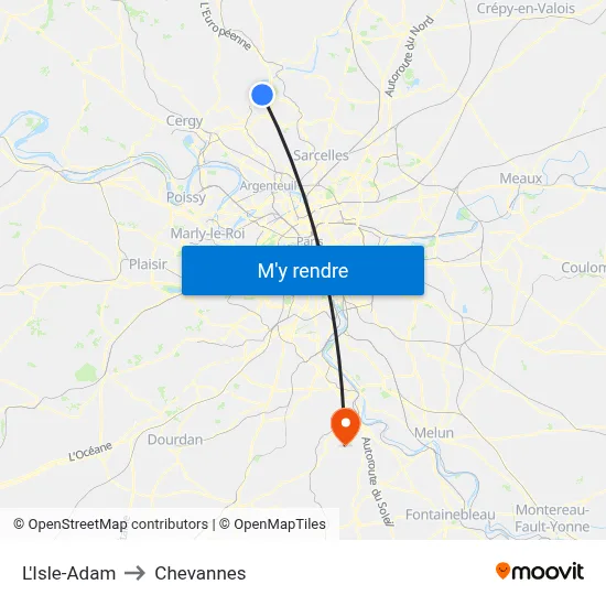 L'Isle-Adam to Chevannes map