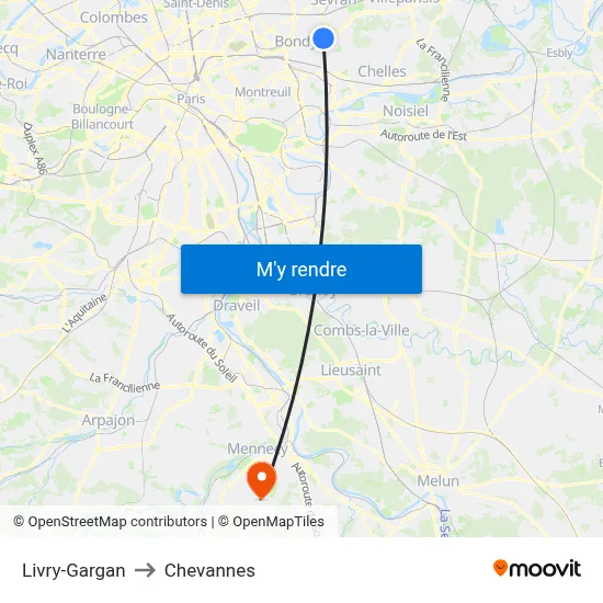 Livry-Gargan to Chevannes map