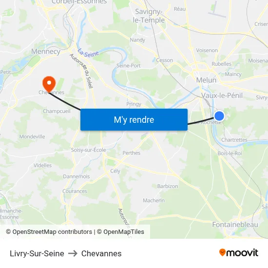 Livry-Sur-Seine to Chevannes map