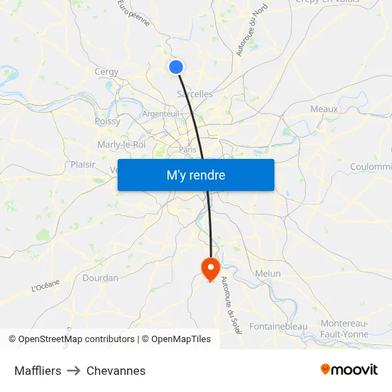 Maffliers to Chevannes map