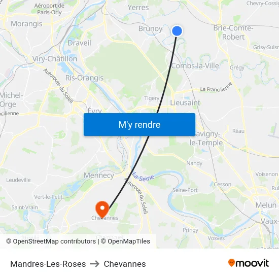 Mandres-Les-Roses to Chevannes map