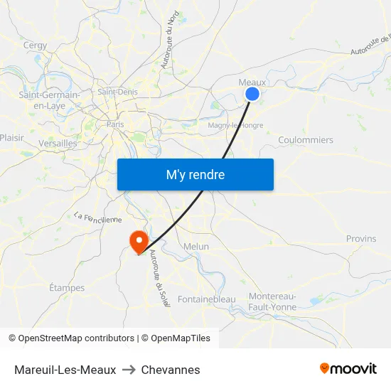 Mareuil-Les-Meaux to Chevannes map