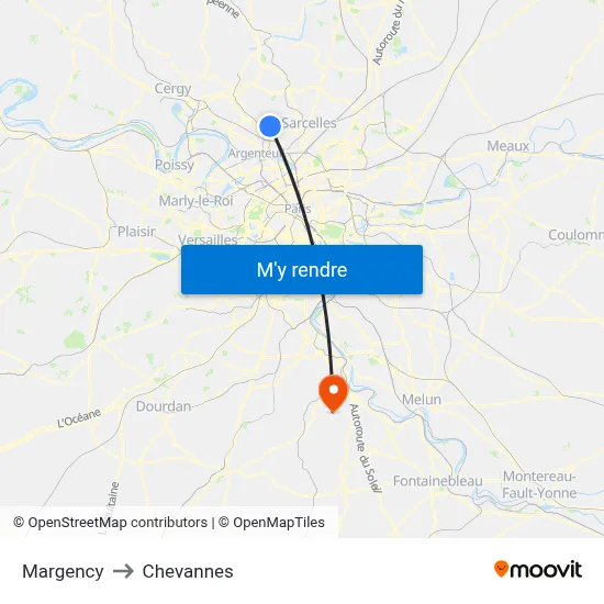 Margency to Chevannes map