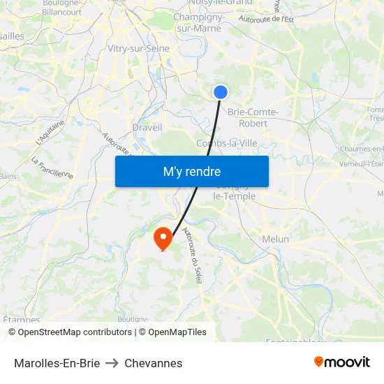 Marolles-En-Brie to Chevannes map