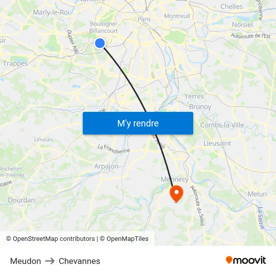 Meudon to Chevannes map