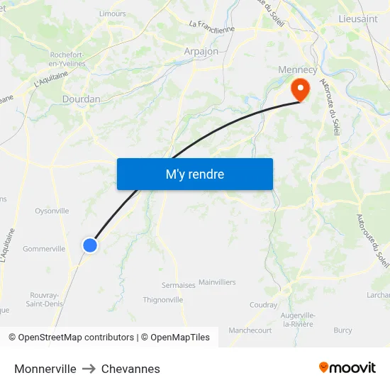 Monnerville to Chevannes map