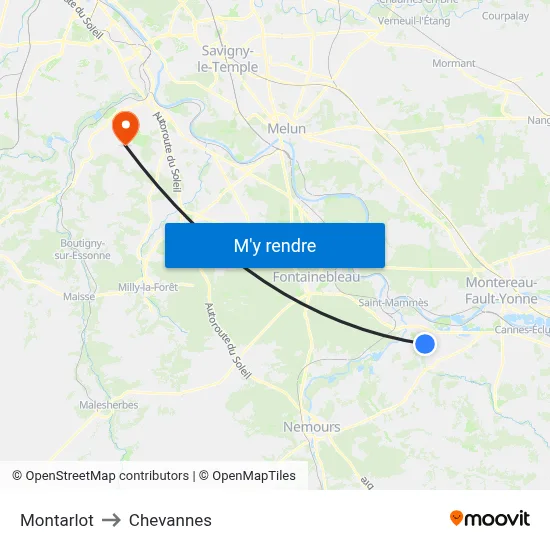 Montarlot to Chevannes map