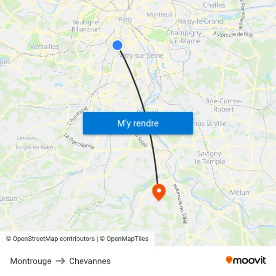 Montrouge to Chevannes map