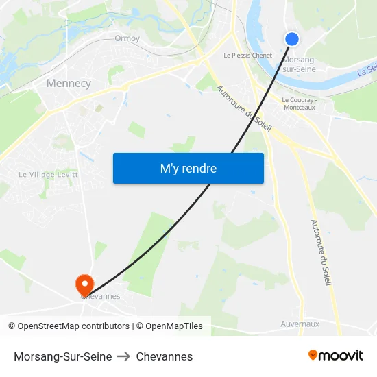 Morsang-Sur-Seine to Chevannes map