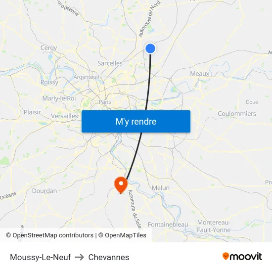 Moussy-Le-Neuf to Chevannes map