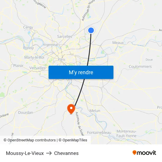 Moussy-Le-Vieux to Chevannes map