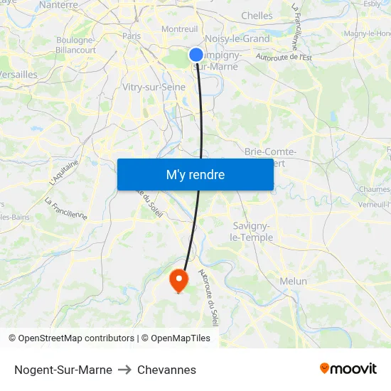 Nogent-Sur-Marne to Chevannes map