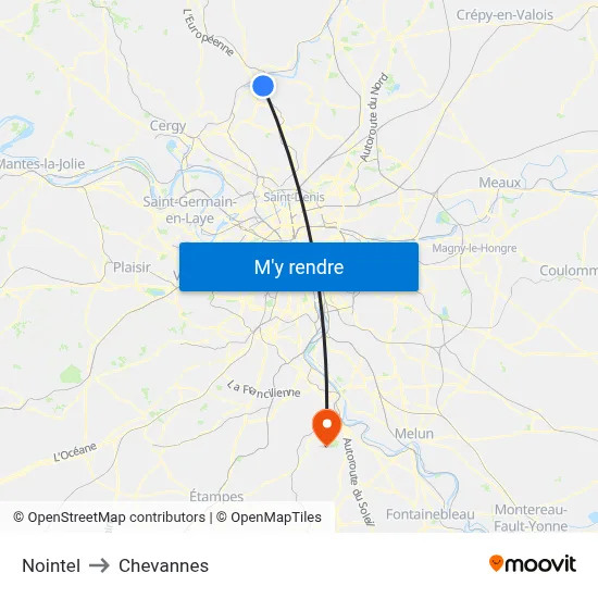 Nointel to Chevannes map
