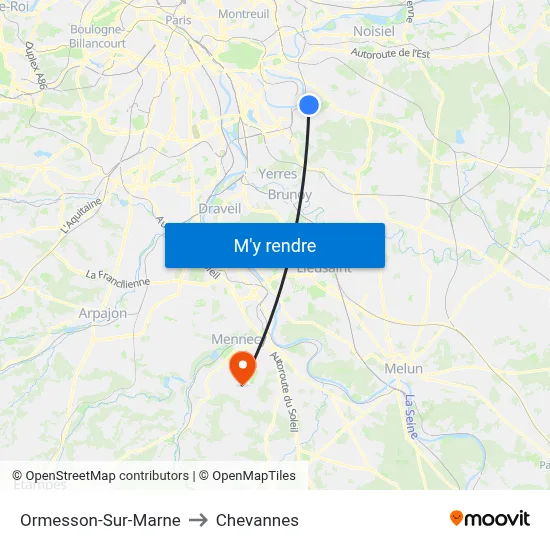 Ormesson-Sur-Marne to Chevannes map