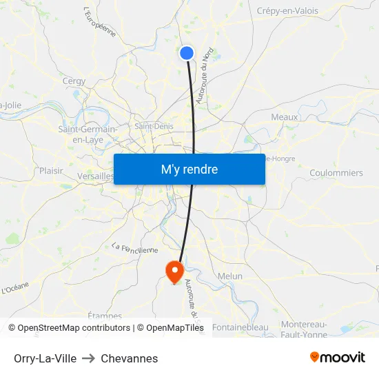 Orry-La-Ville to Chevannes map