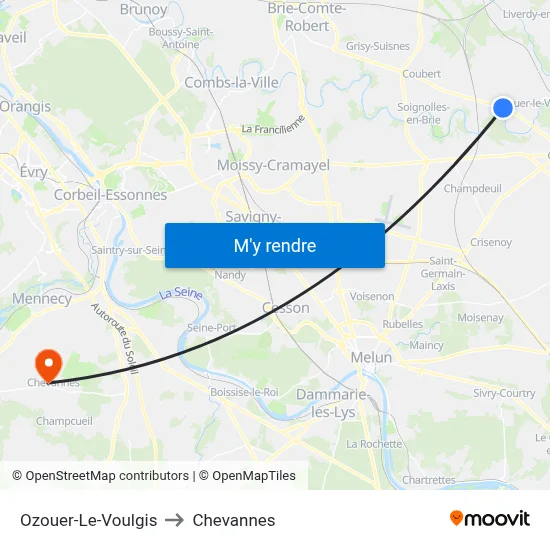Ozouer-Le-Voulgis to Chevannes map