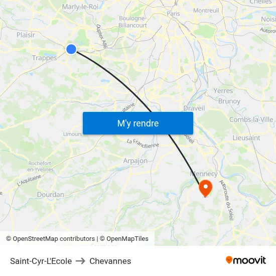 Saint-Cyr-L'Ecole to Chevannes map