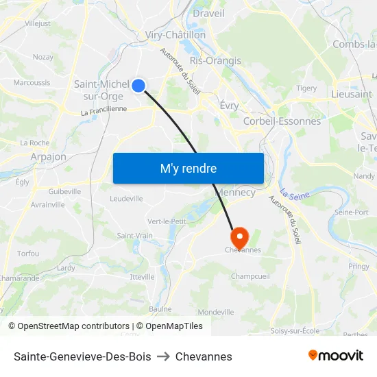 Sainte-Genevieve-Des-Bois to Chevannes map