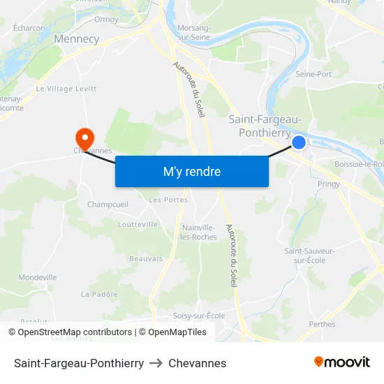Saint-Fargeau-Ponthierry to Chevannes map