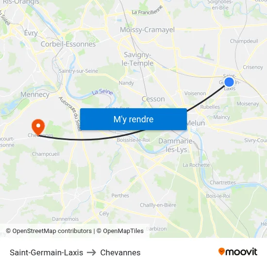 Saint-Germain-Laxis to Chevannes map