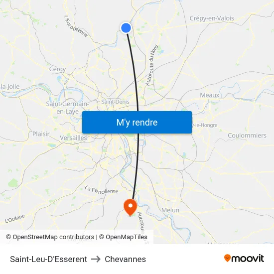 Saint-Leu-D'Esserent to Chevannes map