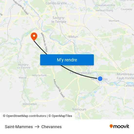 Saint-Mammes to Chevannes map