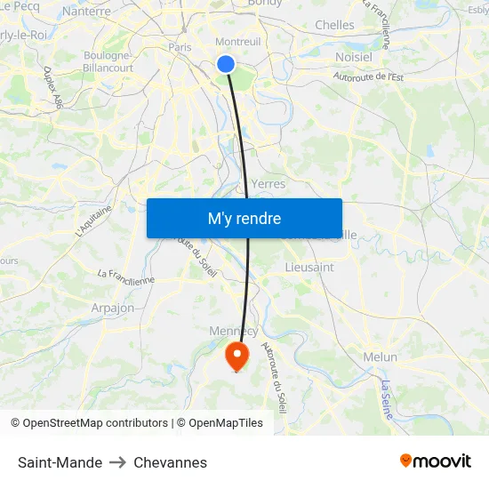 Saint-Mande to Chevannes map