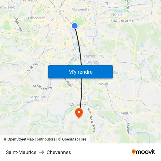 Saint-Maurice to Chevannes map
