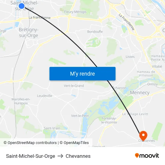 Saint-Michel-Sur-Orge to Chevannes map