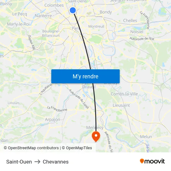 Saint-Ouen to Chevannes map