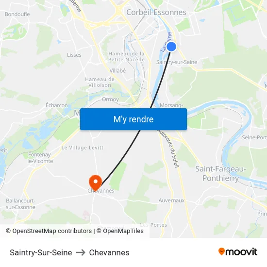 Saintry-Sur-Seine to Chevannes map
