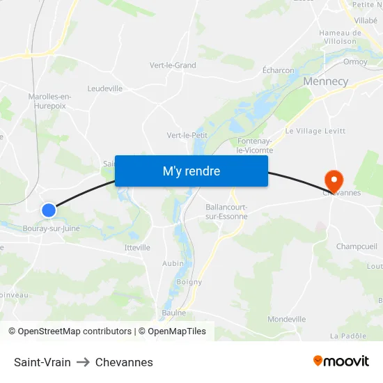 Saint-Vrain to Chevannes map
