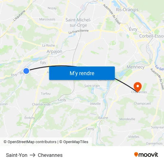 Saint-Yon to Chevannes map