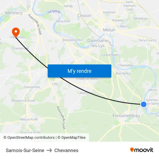 Samois-Sur-Seine to Chevannes map