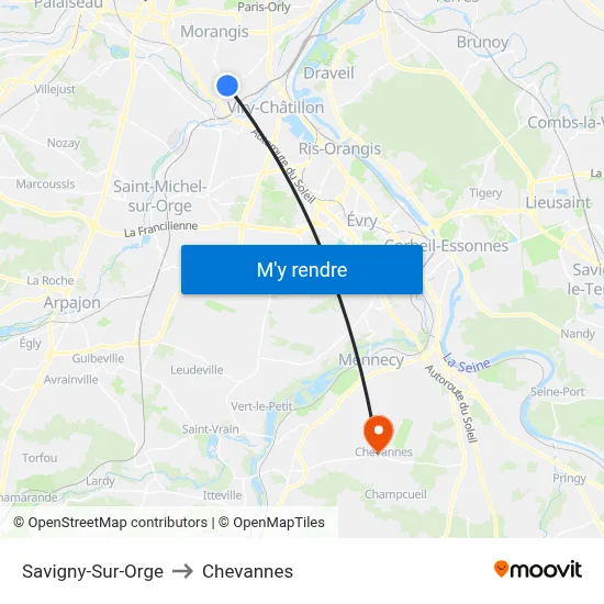 Savigny-Sur-Orge to Chevannes map
