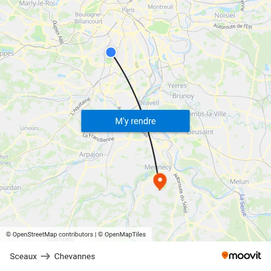 Sceaux to Chevannes map