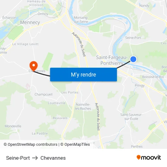 Seine-Port to Chevannes map