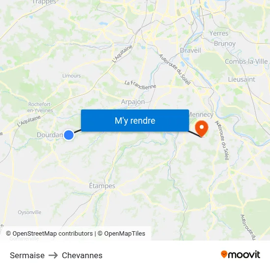 Sermaise to Chevannes map
