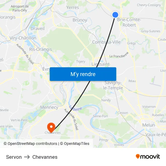Servon to Chevannes map