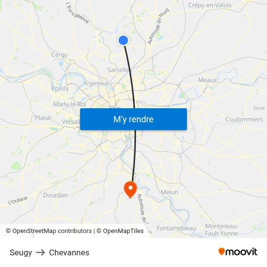 Seugy to Chevannes map