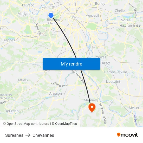 Suresnes to Chevannes map