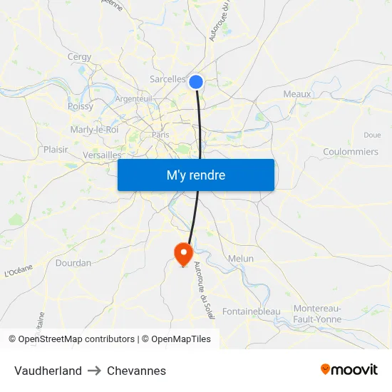 Vaudherland to Chevannes map