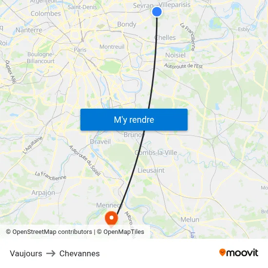 Vaujours to Chevannes map