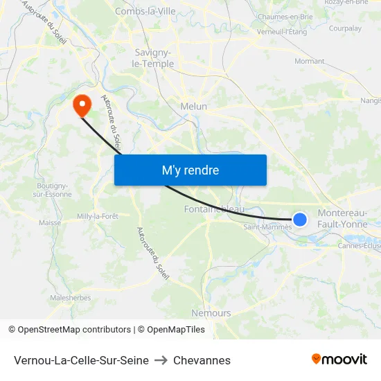 Vernou-La-Celle-Sur-Seine to Chevannes map