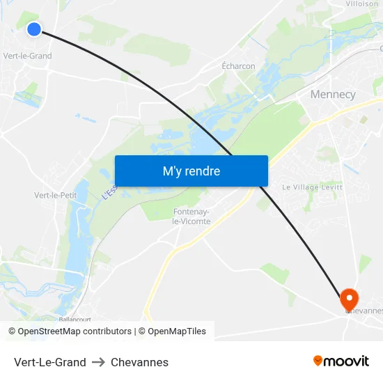Vert-Le-Grand to Chevannes map