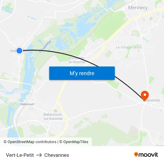 Vert-Le-Petit to Chevannes map