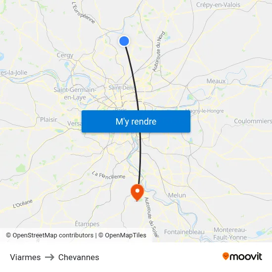 Viarmes to Chevannes map