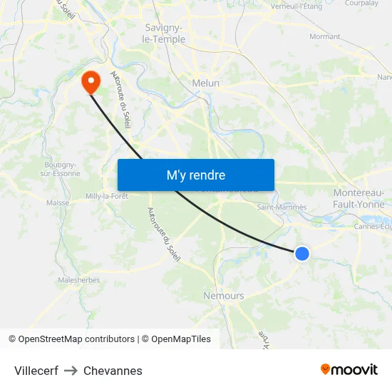 Villecerf to Chevannes map