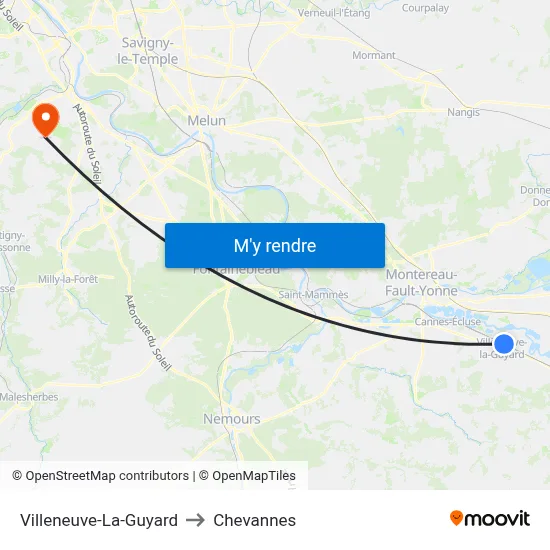 Villeneuve-La-Guyard to Chevannes map